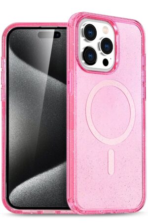 iPhone 15 Pro Max Kılıf Star Magsafe Kapak - Pembe-(5796)