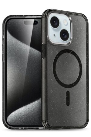 iPhone 15 Plus Kılıf Star Magsafe Kapak - Siyah-(5796)