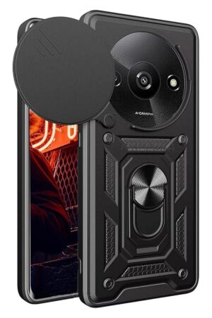 Xiaomi Redmi A3 4G Kılıf Pars Lens Yüzüklü Silikon - Siyah-(5796)