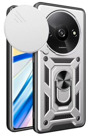 Xiaomi Redmi A3 4G Kılıf Pars Lens Yüzüklü Silikon - Gümüş-(5796)