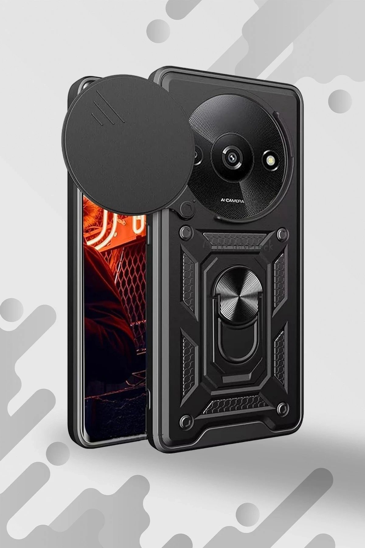 Xiaomi Redmi A3 4G Kılıf Pars Lens Yüzüklü Silikon - Gümüş-(5796) - Görsel 2