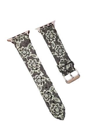 Apple Watch 38mm Creeper Desenli Kordon - Siyah-(5796)