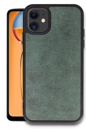 iPhone 11 Kılıf Aras Deri Kapak - Koyu Yeşil-(5796)