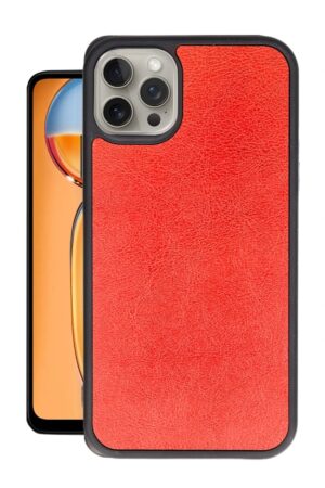 iPhone 14 Pro Max Kılıf Aras Deri Kapak - Kırmızı-(5796)