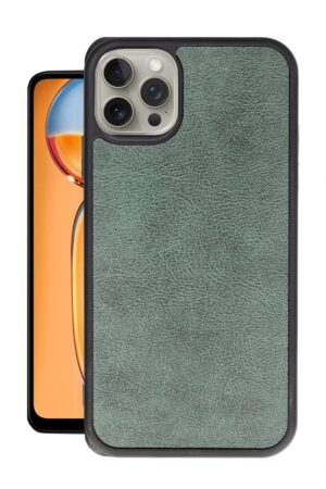 iPhone 14 Pro Max Kılıf Aras Deri Kapak - Koyu Yeşil-(5796)