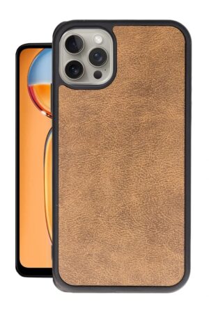 iPhone 15 Pro Max Kılıf Aras Deri Kapak - Taba-(5796)