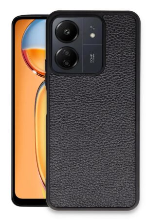 Xiaomi Redmi 13C Kılıf Aras Deri Kapak - Siyah-(5796)