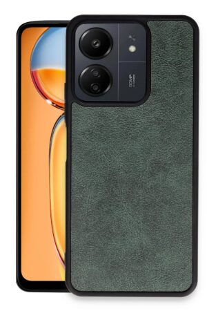 Xiaomi Redmi 13C Kılıf Aras Deri Kapak - Koyu Yeşil-(5796)