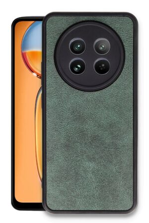 Realme 12 5G Kılıf Aras Deri Kapak - Koyu Yeşil-(5796)