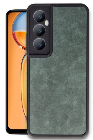 Realme C65 Kılıf Aras Deri Kapak - Koyu Yeşil-(5796)