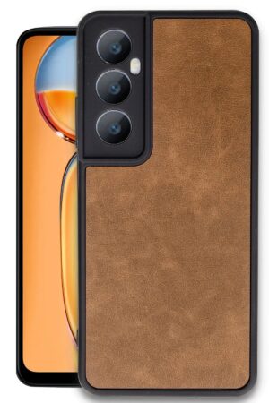 Realme C65 Kılıf Aras Deri Kapak - Taba-(5796)