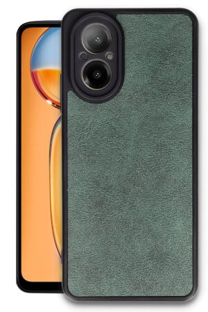 Realme 12 Lite Kılıf Aras Deri Kapak - Koyu Yeşil-(5796)