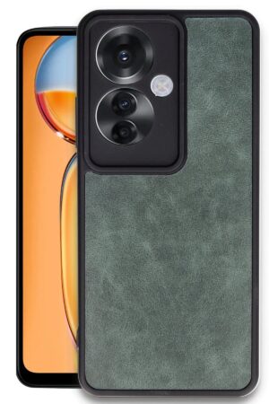 Oppo Reno 11F Kılıf Aras Deri Kapak - Koyu Yeşil-(5796)