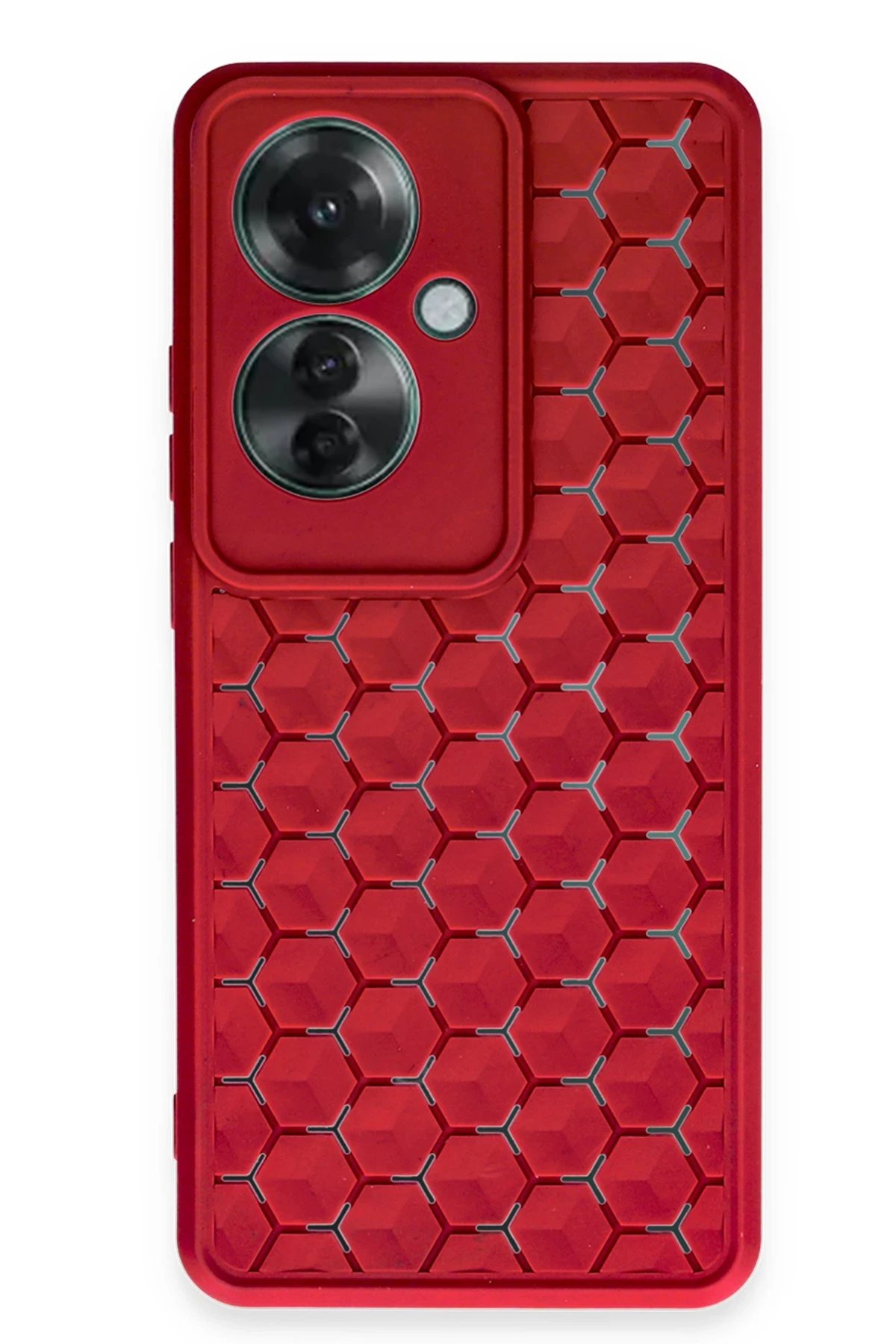 Oppo Reno 11F Kılıf Petek Silikon Kapak - Kırmızı-(5796)