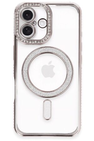 iPhone 16 Plus Kılıf Joke Simli Magneticsafe Kılıf - Pembe-(5796)