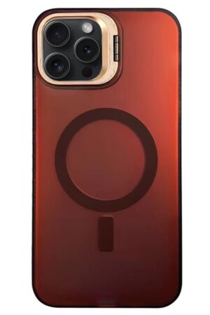 iPhone 15 Pro Primera Magsafe Standlı Kapak - Bordo-(5796)