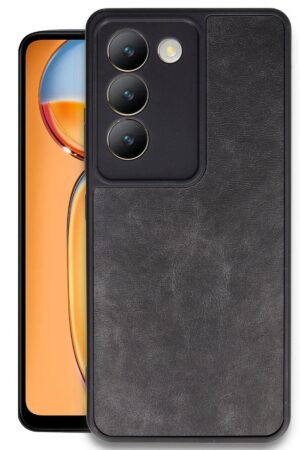 Vivo V30 Lite 4G Kılıf Aras Deri Kapak - Siyah-(5796)
