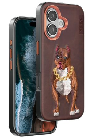 iPhone 16 Perma Desenli Kapak - Kahverengi-(5796)