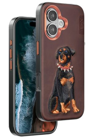 iPhone 16 Perma Desenli Kapak - Koyu Kahve-(5796)