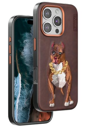 iPhone 16 Pro Perma Desenli Kapak - Kahverengi-(5796)