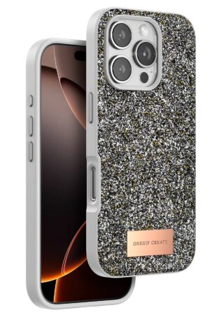 iPhone 16 Pro Bright Simli Kapak - Gümüş-(5796)