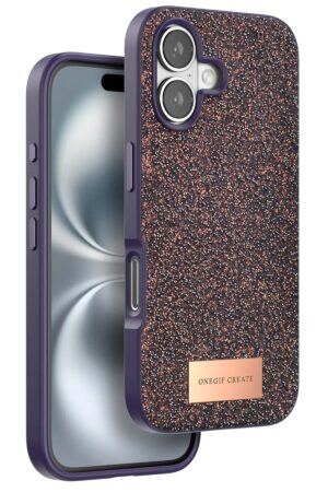 iPhone 16 Bright Simli Kapak - Derin Mor-(5796)