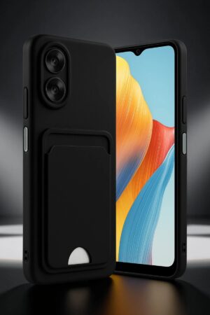 Oppo A38 Kılıf Kelvin Kartvizitli Silikon - Siyah-(5796)