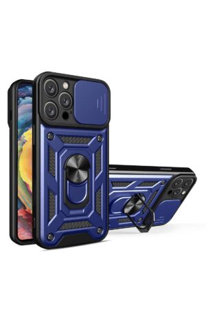 iPhone 16 Pro Max Kılıf Pars Lens Yüzüklü Silikon - Lacivert-(5796)