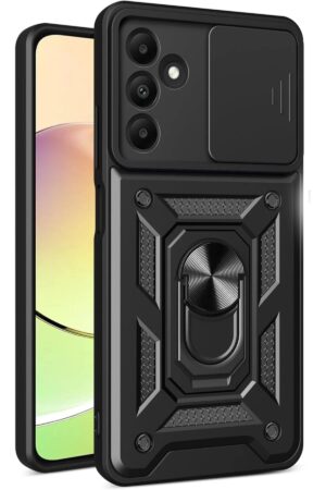 Samsung Galaxy M15 Kılıf Pars Lens Yüzüklü Silikon - Siyah-(5796)