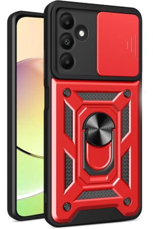 Samsung Galaxy M15 Kılıf Pars Lens Yüzüklü Silikon - Kırmızı-(5796)