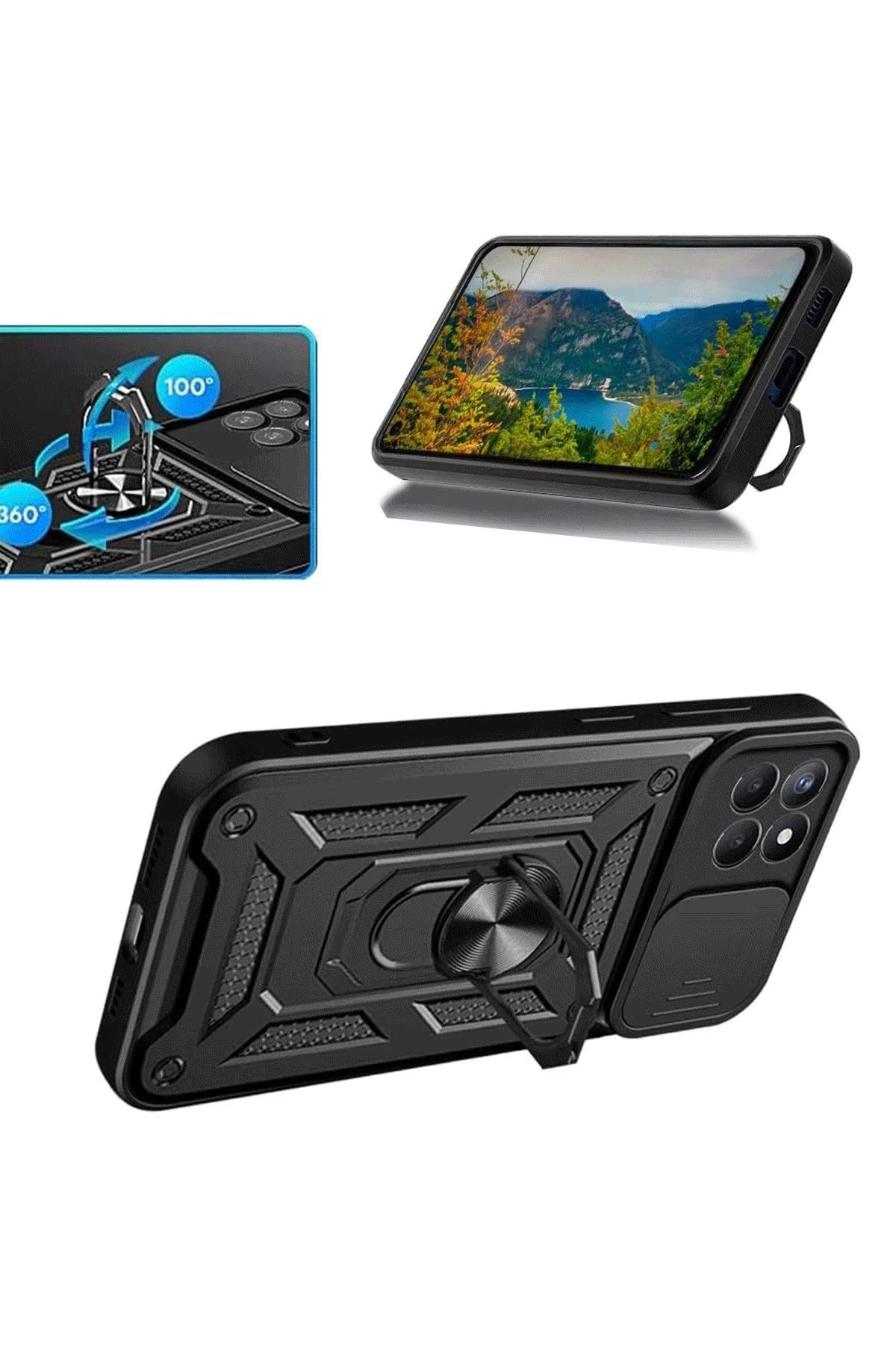 Samsung Galaxy M15 Kılıf Pars Lens Yüzüklü Silikon - Kırmızı-(5796) - Görsel 2