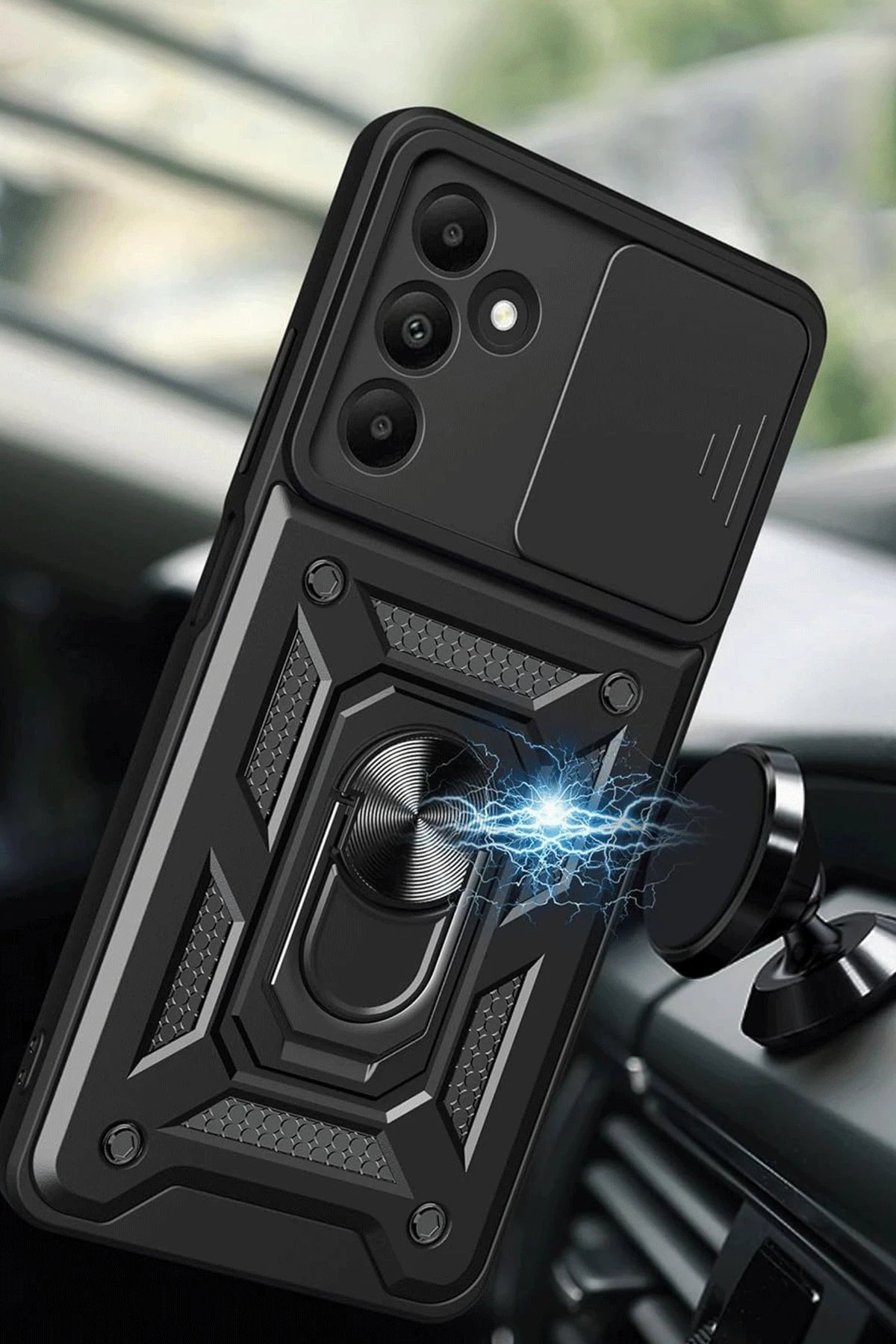 Samsung Galaxy M15 Kılıf Pars Lens Yüzüklü Silikon - Kırmızı-(5796) - Görsel 4