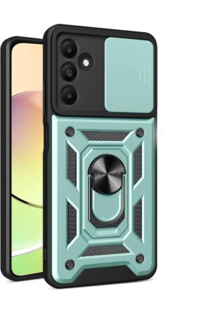 Samsung Galaxy M15 Kılıf Pars Lens Yüzüklü Silikon - Yeşil-(5796)