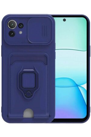 Xiaomi Mİ 11 Lite Kılıf Zuma Kartvizitli Yüzüklü Silikon - Lacivert-(5796)