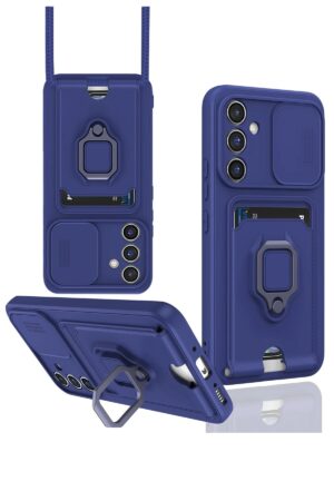 Samsung Galaxy S24 FE Kılıf Zuma Kartvizitli Yüzüklü Silikon - Lacivert-(5796)