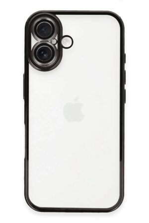 iPhone 16 Kılıf Lensli Silikon - Siyah-(5796)