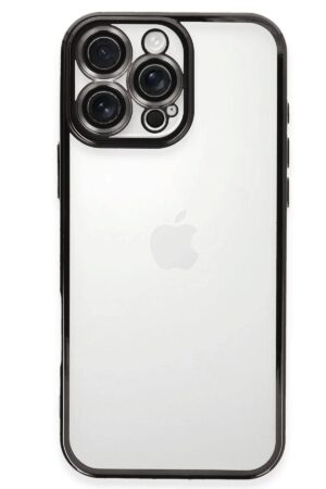 iPhone 16 Pro Kılıf Lensli Silikon - Siyah-(5796)