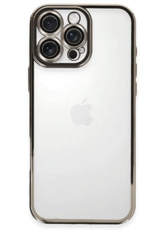 iPhone 16 Pro Kılıf Lensli Silikon - Titanyum Gri-(5796)