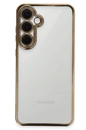 Samsung Galaxy S24 FE Kılıf Lensli Silikon - Gold-(5796)