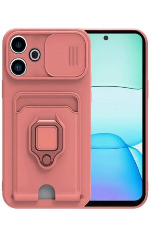Xiaomi Redmi 13 4G Kılıf Zuma Kartvizitli Yüzüklü Silikon - Pembe-(5796)