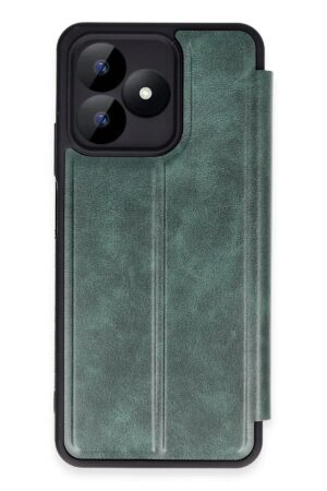 Realme Note 50 4G Kılıf Flip Cover - Koyu Yeşil-(5796)