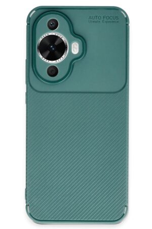 Huawei Nova 12S Kılıf Auto Focus Karbon Kapak - Koyu Yeşil-(5796)