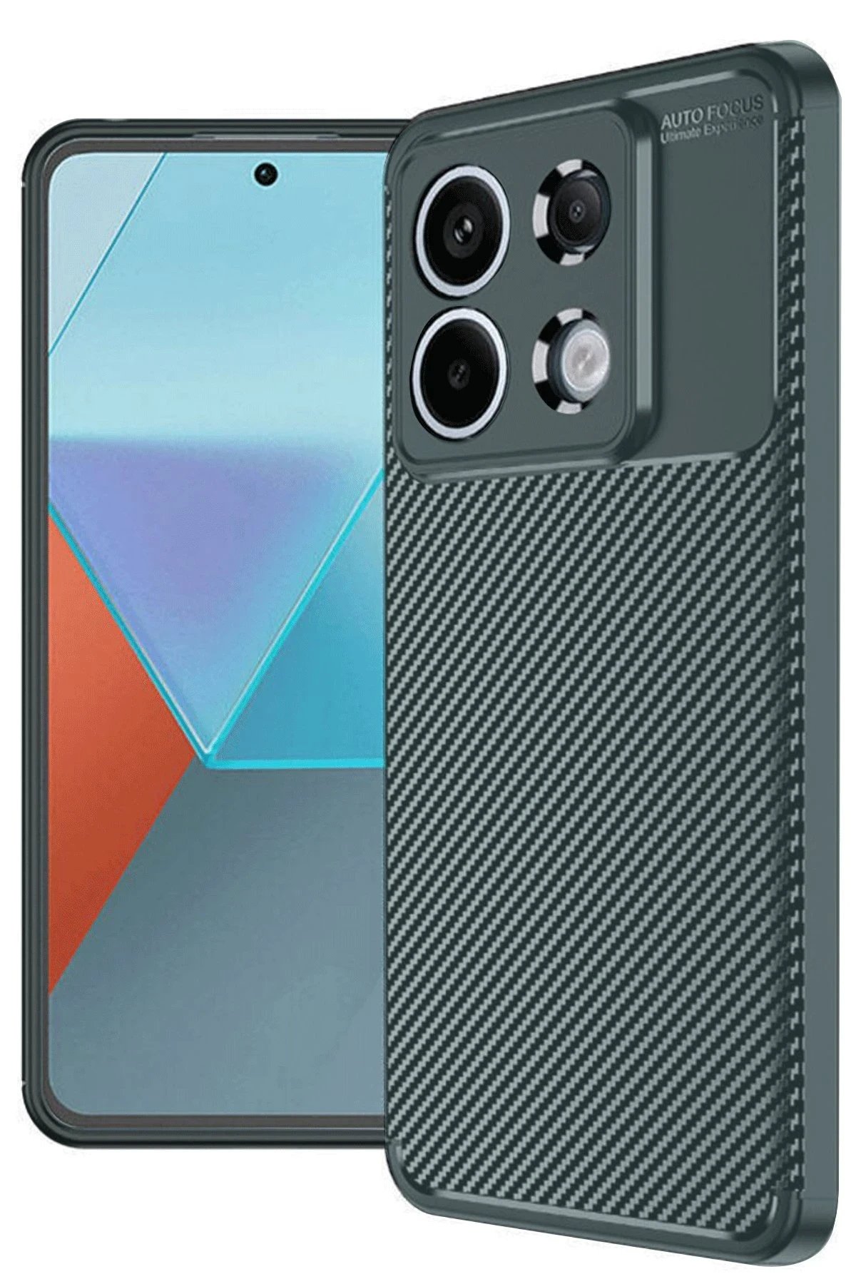 Xiaomi Redmi Note 13 Pro 4G Kılıf Auto Focus Karbon Kapak - Koyu Yeşil-(5796)
