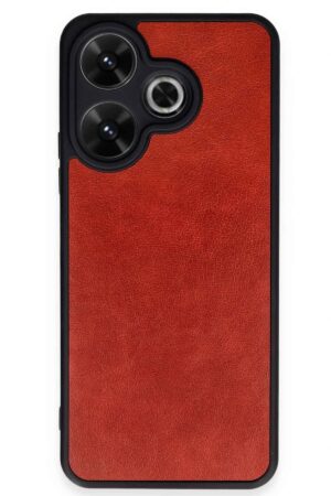 Xiaomi Redmi 13 4G Kılıf Aras Deri Kapak - Kırmızı-(5796)