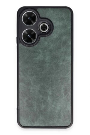 Xiaomi Redmi 13 4G Kılıf Aras Deri Kapak - Koyu Yeşil-(5796)