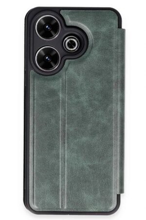 Xiaomi Redmi 13 4G Kılıf Flip Cover - Koyu Yeşil-(5796)