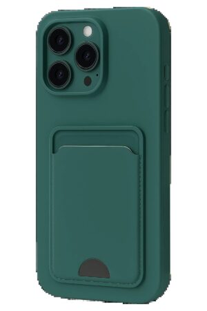 iPhone 16 Pro Kılıf Kelvin Kartvizitli Silikon - Koyu Yeşil-(5796)
