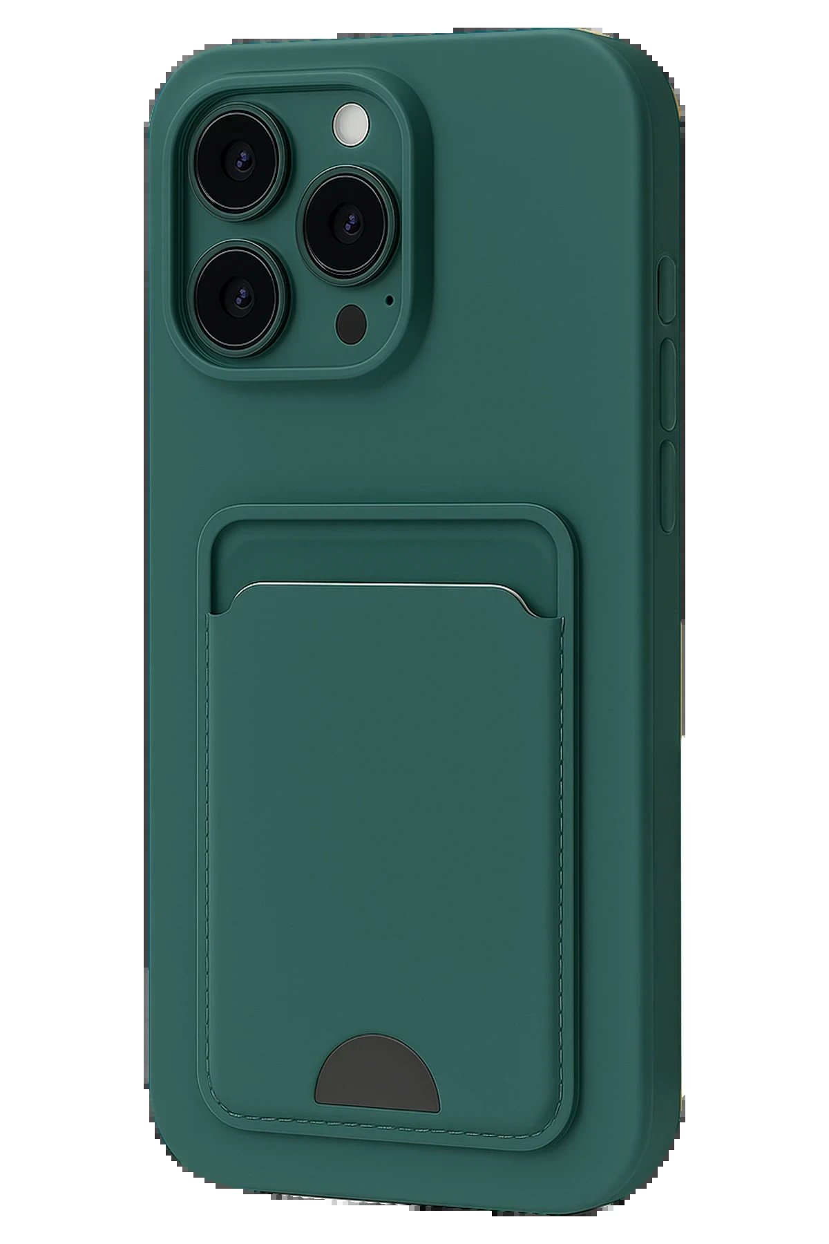 iPhone 16 Pro Kılıf Kelvin Kartvizitli Silikon - Koyu Yeşil-(5796)