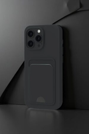 iPhone 16 Plus Kılıf Kelvin Kartvizitli Silikon - Siyah-(5796)