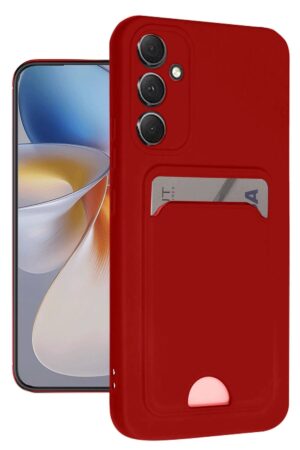 Samsung Galaxy S24 FE Kılıf Kelvin Kartvizitli Silikon - Kırmızı-(5796)